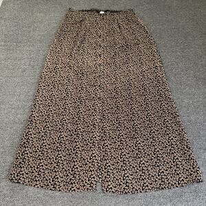 VTG Metropolitan Skirt Women Medium Black Brown Floral Print Casual Button Front
